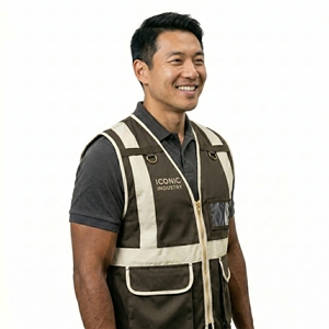 Gilet de sécurité pour homme en polyester respirant, imperméable, à séchage rapide, réfléchissant et haute visibilité, avec poches multifonctionnelles, vêtements de travail - Product Image 4
