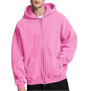 High Quality Fashionable Man Acid Wash Zip up Hoodies Cotton Blended With Your Logo Acid Wash Hoodies As Custom Demand Wholesale - Product Image 3