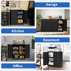 Armadio da Garage in Acciaio Resistente con Serratura, 2 Porte e 2 Ripiani Regolabili - Product Image 3