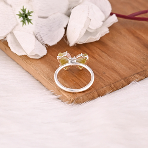 Good Quality 925 Sterling Silver Natural Bio Tourmaline Minimalist Jewelry <b>Butterfly</b> Ring Custom Design Wedding Ring for Women - Product Image 4