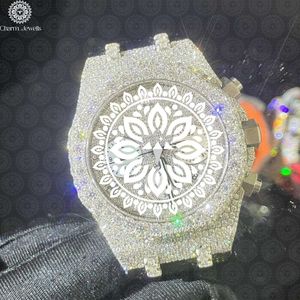 Montre de luxe pour homme Charm_Jewells, boîtier polygonal de 42 mm, cristal saphir, chronographe analogique, mouvement à quartz, bracelet en acier inoxydable - Product Image 6