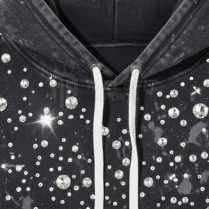 Sudadera con Capucha para Hombre, Estilo Casual, con Pedrería, Lavado Ácido, de Algodón Suave, Ligera, Transpirable, a la Moda, para Uso Diario - Product Image 5