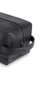 VELANO HIDES Custom Logo Silver Leather Luxury Travel Toiletries <b>Case</b> <b>Organizer</b> Zipper Closure Soft Handle Cosmetic Bag - Product Image 2