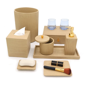 Juego de Accesorios de Baño de Resina con Acabado de Madera, Estilo Europeo Moderno para Hotel, en Oferta - Product Image 5
