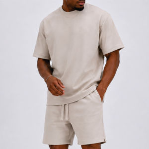 Mens Oversized T Shirt Shorts <b>Set</b> Casual Summer Two Piece Outfit Custom OEM ODM Breathable 100% Cotton Streetwear Premium - Product Image 5