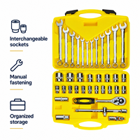 HEHE 37-Teiliges Metall-Steckschlüssel- und Schraubenschlüssel-Set 1/2-Zoll-Antrieb Ratsche mit Zwölf Kombinations-Schraubenschlüsseln für Autoreparatur