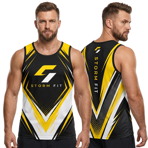 Débardeur sans manches pour homme Storm Fit, imprimé par transfert thermique, 100% polyester, séchage rapide, col rond, vêtements de sport pour la salle de sport - Product Image 1