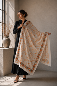 Chal de Viscosa Bordado a la Moda con Estampado Floral Artístico Digital, Flecos Largos, Suave, Cálido y Transpirable para Invierno, para Mujer - Product Image 5