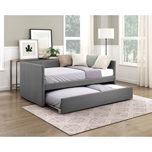 Daybed in tessuto grigio scuro con Trundle moderni mobili per la casa 1 pz telaio in legno letto - Product Image 2