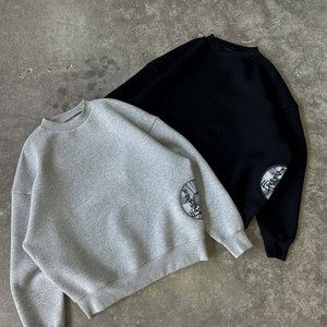 Plain Oversized Baggy Flared Drop Shoulder Cotton Soft Heavyweight 450 Gsm Sweat Running Shorts French Terry Men's Sweatsuit <b>Set</b> - Product Image 1