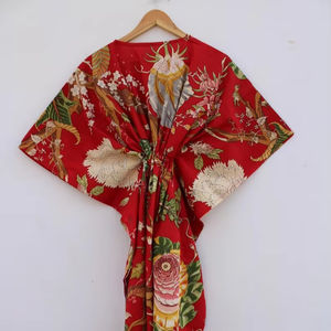 Vestido Kaftán Informal de Verano con Estampado Floral Tropical, sin Mangas, de Algodón, para Mujer, Ropa de Playa, Ropa de Estar por Casa, Textil Naaz - Product Image 1