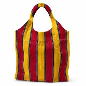 Sac fourre-tout imperméable en nylon recyclé avec broderie, poches latérales rayées, sac à bandoulière réutilisable pour les courses et les voyages quotidiens - Product Image 2