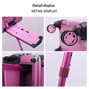 Professional Fashionable <b>Makeup</b> Train <b>Case</b> Adjustable LED Lights Audio Speaker New Annual Rolling Trolley Stone Pattern Closure - Product Image 4