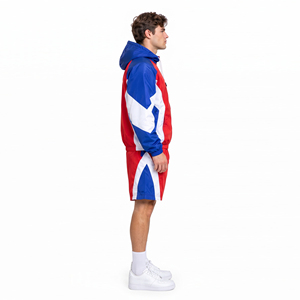 Men Hooded Windbreaker Jacket and Shorts 2 Piece <b>Set</b> 100% Nylon Waterproof Street Style <b>Twin</b> <b>Set</b> Lightweight Men Hooded Short Se - Product Image 3