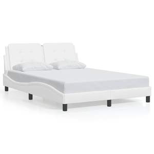 Cadre de lit rembourré Zadar blanc 53,9''x74,8'' avec LED sans matelas - Product Image 1