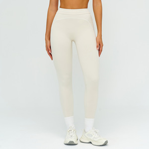 High Waist Knitted Solid Color <b>Leggings</b> Stretch Breathable Comfortable Sporty Full Length <b>Women's</b> Activewear All Seasons Wear - Product Image 1