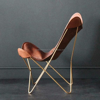 2024 moderne Style industriel marron cuir papillon chaise fer à manger chaise pour maison cuisine hôtel meubles inde fabriqué en usine