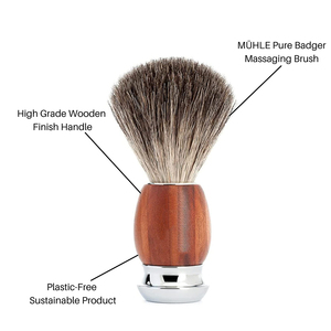 Pinceau de Rasage Professionnel OEM en Gros pour Barbiers, Manche en Bois, Poils Synthétiques, Base Métallique Chromée, pour Crème à Raser - Product Image 6