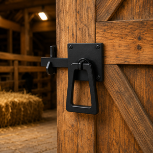 Loquet de portail en fonte robuste |   Loquet de porte noir thermolaqué pour clôture de jardin, granges, abris de ferme, quincaillerie de sécurité pour fermes - Product Image 2