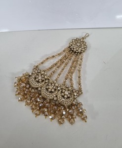 Chaîne de cheveux de mariée indienne Jhumar Pasa en zircon cubique et perles de cristal, accessoires de coiffure latéraux pour mariages, fabricants - Product Image 6