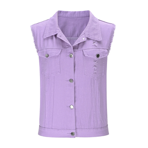 Chaleco Vaquero Morado Retro para Mujer, Talla Grande, Sin Mangas, Corto, Cortavientos, Ecológico, con Botones, Cálido para Invierno, Moda Urbana - Product Image 2