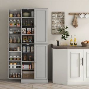 Mobile da Cucina in MDF con Pannello in Metallo e Legno, Porta in Vetro, Arredamento per la Casa - Product Image 3