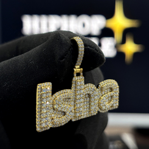 จี้ชื่อ Isha แบบกำหนดเอง เงินแท้ 925 ประดับเพชร VVS Moissanite เต็มตัว สร้อยคอแบบฮิปฮอป ประกายวิบวับ ชุบทอง 18K - Product Image 6