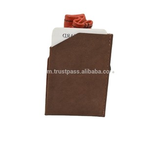 Minimalist Genuine Leather Credit <b>Card</b> <b>Holder</b> 4 Inch Brown RFID Blocking No Closure Slim <b>Wallet</b> for Men Women - Product Image 6