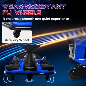 Go-Kart Elettrico Blu 12V con Avvio Lento, Musica, Luci, Trazione 4x4, Freno a Disco, Motore Personalizzato per Bambini da 1 Anno - Product Image 6
