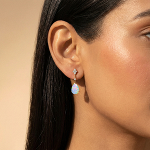 Luxurious Natural Ethiopian <b>Opal</b> Gemstone Real Diamonds Stud <b>Earrings</b> 18k Solid Rose Gold Cute <b>Earrings</b> For Women Bulk ODM Price - Product Image 2