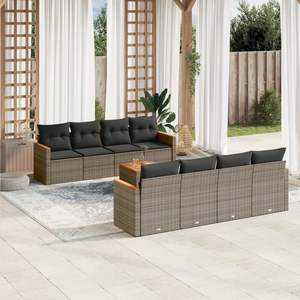 Ensemble de canapé de jardin modulaire en rotin PE gris 9 pièces, meubles de jardin élégants Modera - Product Image 2