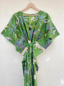 Caftan en coton Kaftan floral indien Caftan long Robe pour les mamans Vêtements de nuit pour couvrir la plage Kaftan indien Robe Maxi - Product Image 3