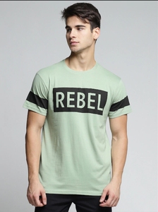 Camiseta Casual de Manga Corta para Hombre, Color Verde Claro, Cuello Cruzado, Tejida, Ecológica, 100% Algodón, Transpirable, para Verano - Product Image 1