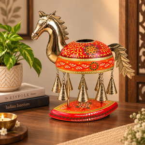 Cloche de cheval en bois peinte à la main, pièce décorative avec motifs artistiques indiens traditionnels, pour la décoration de table à la maison - Product Image 6