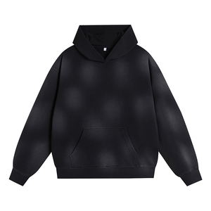 Sweat à capuche vintage délavé en gros, en stock, personnalisable, vierge, épais 400 g/m², pigmenté par pulvérisation, style streetwear - Product Image 3