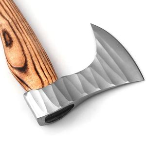 Tomahawk-hacha vikinga de acero al carbono con Funda de cuero, Barbuda, forjada a mano - Product Image 4