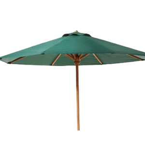 Ensemble de salle à manger d'extérieur en bois avec table carrée, chaises à lattes et parasol vert – Personnalisation OEM disponible - Product Image 3