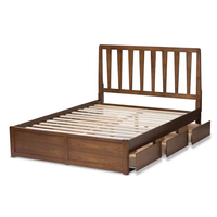 Lit d'intérieur de luxe Furaka en bois massif avec 3 tiroirs, sommier à lattes minimaliste et doux, rangement intégré, taille personnalisable, couleur naturelle