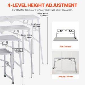 Piattaforma di Lavoro Regolabile a 4 Livelli, Portatile, Capacità di Carico 800 lb, Scala Pieghevole in Acciaio per Ponteggi - Product Image 4