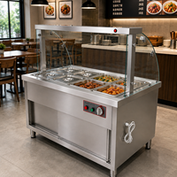 Chauffe-Plats Électrique Commercial 6 Bacs en Acier Inoxydable Bain-Marie Table Chauffante pour Restaurant Buffet Hôtel Restauration Cuisine