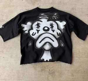 Camisetas Vintage de Algodón Estampado para Hombre, de Hombro Caído, Oversize, Negras, 250GSM, Lavadas con Efecto Ácido - Product Image 5