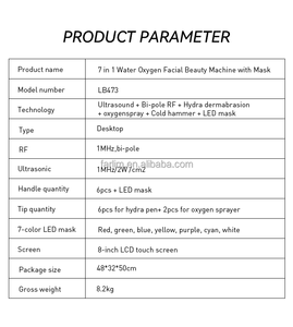 Appareil de beauté pour le visage à bulles d'oxygène 8 en 1, nettoyage en profondeur, <span class=keywords><strong>masque</strong></span> à spectre 7 couleurs, lifting et raffermissement de la peau, éclat hydratant - Product Image 6