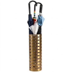 Porte-parapluie décoratif en métal résistant à la rouille, organisateur cylindrique peu encombrant pour parapluies longs et pliables, cannes et bâtons - Product Image 1
