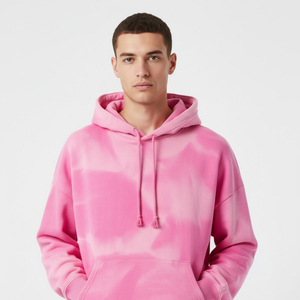 <b>Men's</b> <b>Pink</b> <b>Tie</b>-Dye Hooded Sweatshirt Set Oversized Fit Casual Fleece Knitted Regular Sleeve Autumn Wear - Product Image 6