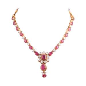 Ensemble collier et boucles d'oreilles Gajaah en argent sterling 925 avec rubis, bijoux de mariée et de fête en argent pur pour femmes, fiançailles - Product Image 3