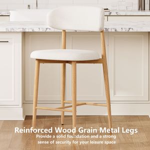 Set of <b>2</b> Modern Counter Height <b>Bar</b> <b>Stools</b> Upholstered Dining Chairs with Metal Legs for Kitchen Island & Dining Room - Product Image 6