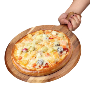 Tabla de cortar redonda de madera de mango de primera calidad, bandeja para servir queso con asa para uso en la cocina, precio bajo - Product Image 3