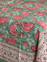Nappe carrée en coton imprimé floral classique, lavable, pour la décoration de la maison, nappe imprimée au bloc