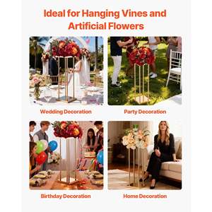 10 pièces, support à fleurs en métal doré laminé de 23,62 pouces, support de présentation florale pour décoration de mariage, centre de table de mariage - Product Image 6