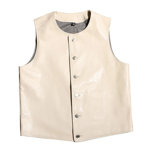 Chaleco de cuero para hombre, corte ajustado, estilo urbano, chaleco de cuero para hombre, ropa de moda, chaleco de cuero para hombre, look casual urbano, chaleco de cuero auténtico - Product Image 1